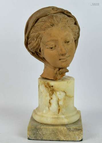 19th C Hand-Carved French Terra Cotta Head