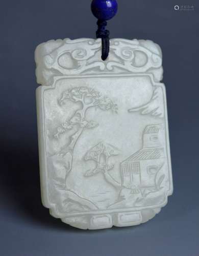 Christie's - Fine 18th C Chinese White Jade Plaque