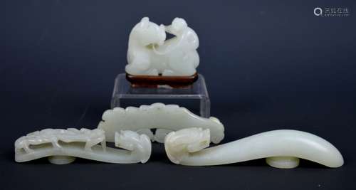 Good Group 18th C Chinese White Jade Carvings