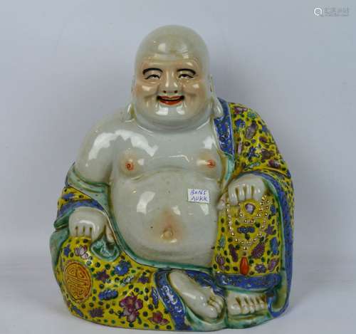 Chinese Republic Enameled Porcelain Hotai Buddha