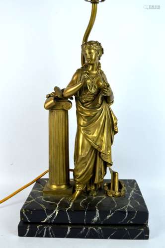 19th C French Bronze Sculpture Mounted as Lamp