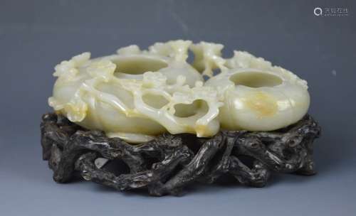 18th/19th C Chinese Carved Jade Double Brushwasher