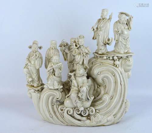 Fine Chinese Blanc de Chine Porcelain 8 Immortals