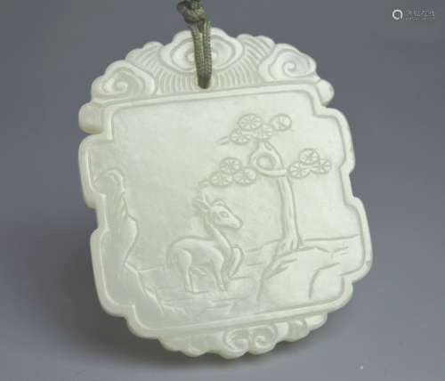 Very Fine Qianlong Chinese White Jade Plaque