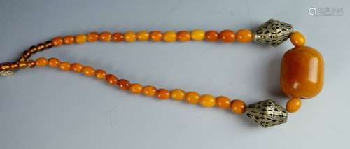 Butterscotch Amber Bead Necklace; 34.5 Grams Total