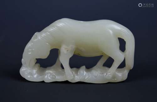 Antique Chinese Carved Jade Horse on Water