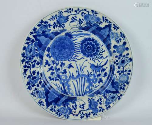 Chinese Kangxi Blue & White Porcelain Plate