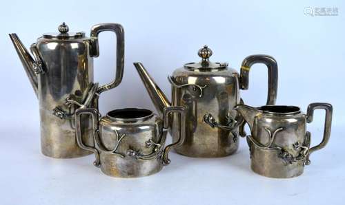 Luen Hing (1910) 4 Piece Chinese Silver Teapot Set