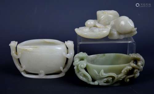 3 - Fine 19th C Chinese Carved Jade Water Pots