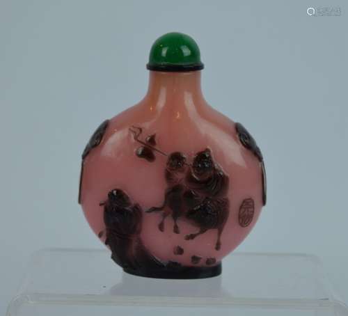 Antique Chinese Purple overlay on Pink Glass Snuff