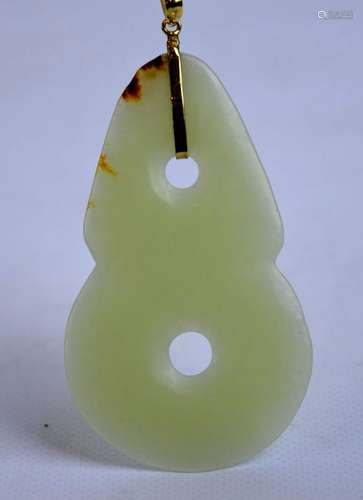 Archaic Chinese Yellow Jade Double Bi in 18K