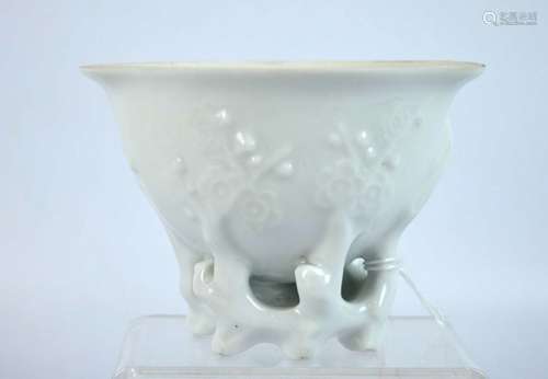 Chinese Blanc de Chine Cup with Prunus