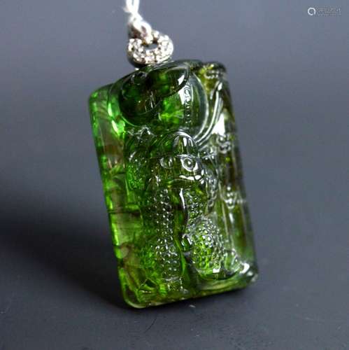 Well Carved Chinese Tourmaline Pendant