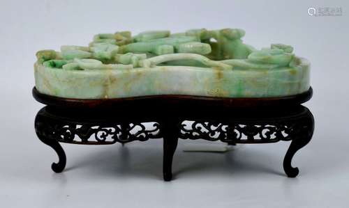 Chinese Carved Natural Jadeite Brush Washer