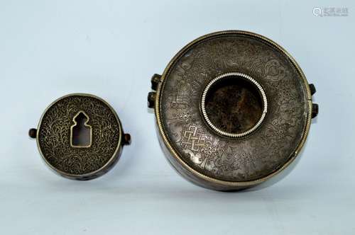 2 - 18/19th C Tibet Silver & Copper Prayer Rounds