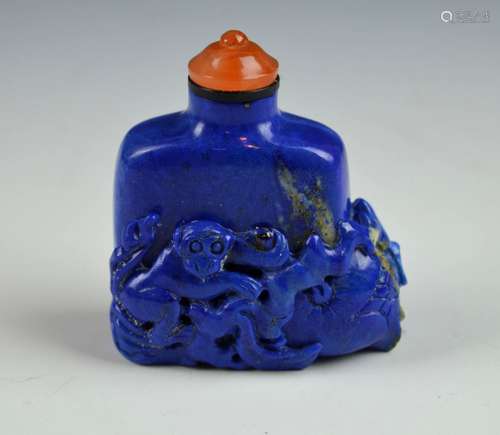 Chinese Carved Lapis Lazuli Snuff Bottle