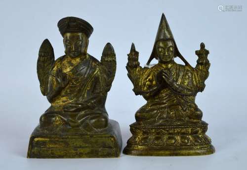 2 Fine 18th C Chinese Gilt Bronze Lohans