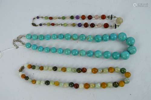 3 - Chinese Stone Bead Necklaces