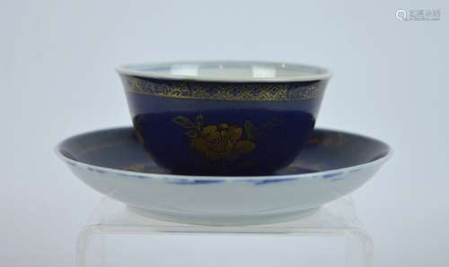 18th C European Blue & Gold Porcelain Teacup