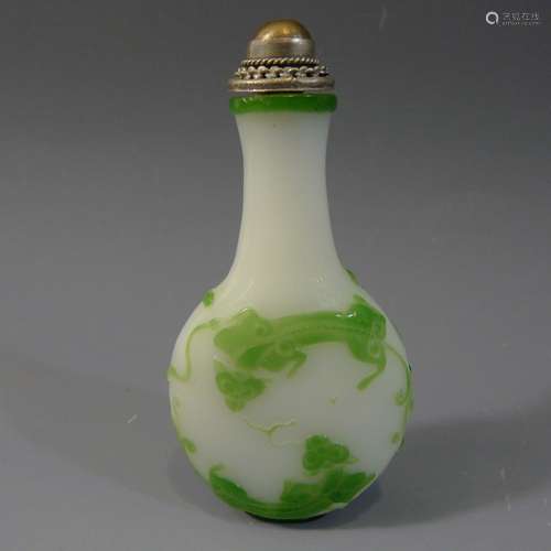 ANTIQUE CHINESE BLUE PEKING GLASS SNUFF BOTTLE 19TH CENTURY