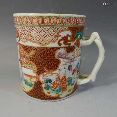 ANTIQUE CHINESE FAMILLE ROSE PORCELAIN MUG - 18TH CENTURY