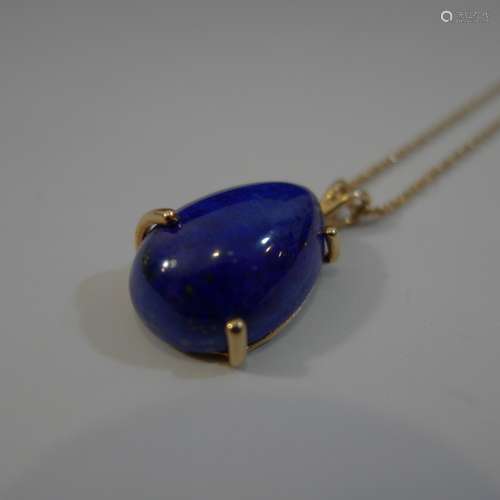 14K GOLD LAPIS LAZULI PENDANT NECKLACE