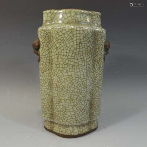 ANTIQUE CHINESE CRACKLE GLAZE GE WARE PORCELAIN VASE - 18/19 TH CENTURY