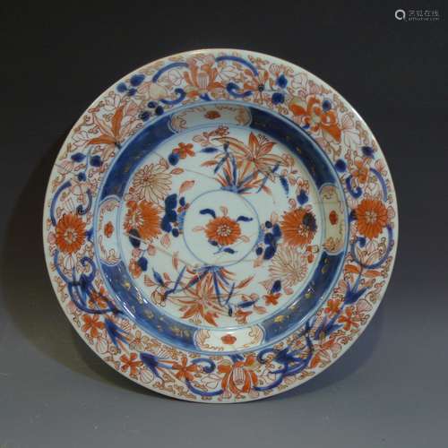 ANTIQUE CHINESE IMARI PORCELAIN PLATE - 18TH CENTURY