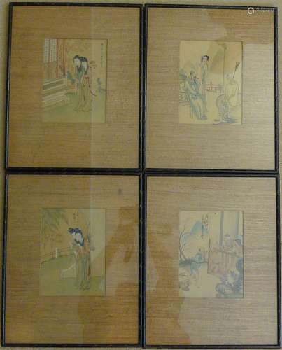 4 ANTIQUE CHINESE WATERCOLOR PAINTINGS