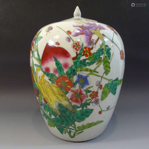 ANTIQUE CHINESE FAMILLE ROSE PORCELAIN JAR - REPUBLIC PERIOD