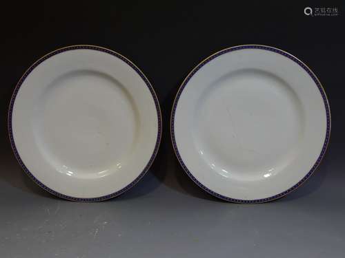 PAIR ANTIQUE CHINESE FEDERAL PATTERN PORCELAIN PLATE 18TH CENTURY