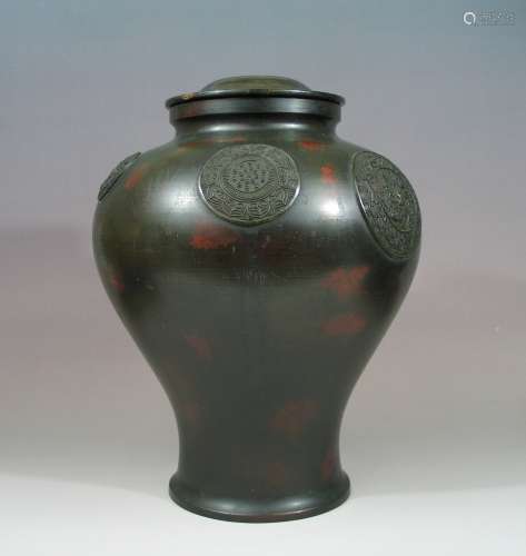 Big Antique Japanese Bronze Vase