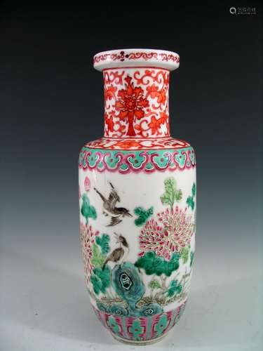 Chinese Famille Rose Porcelain Vase, Yongzheng Mark