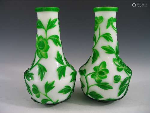 Pair of Chinese Peking Glass Vases