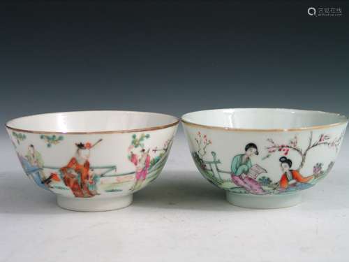 Pair of Chinese Famille Rose Porcelain Bowls.