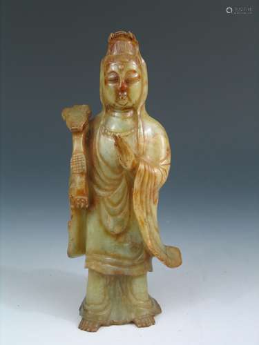 Antique Chinese Carved Hard Stone Guanyin