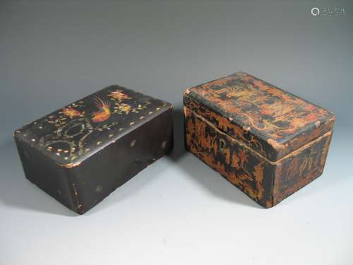 Two Antique Chinese Lacquer Box.