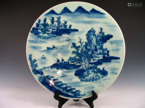 Bid Chinese Blue and White and Celadon Porcelain Charger.