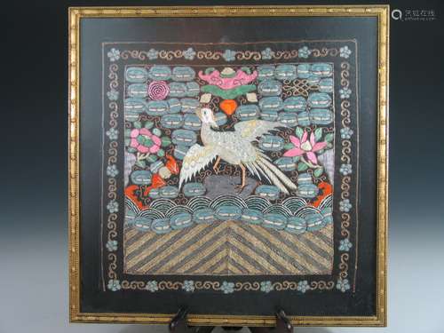 Framed Chinese Mandarin Square Rank Badge