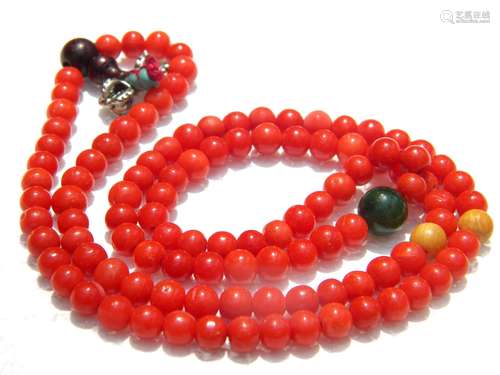 Chinese Red Coral 108 Buddah Prayer Bead