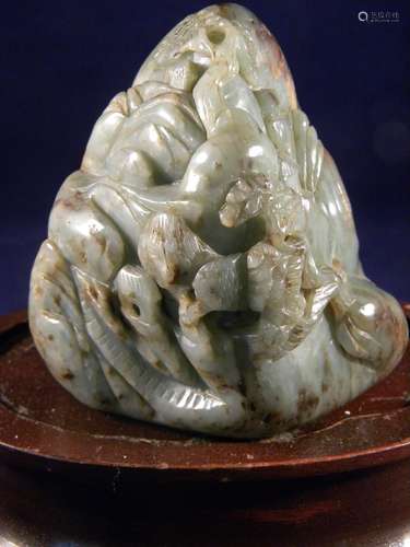 ANTIQUE CHINESE NEPHRITE HETIAN JADE MOUNTIA