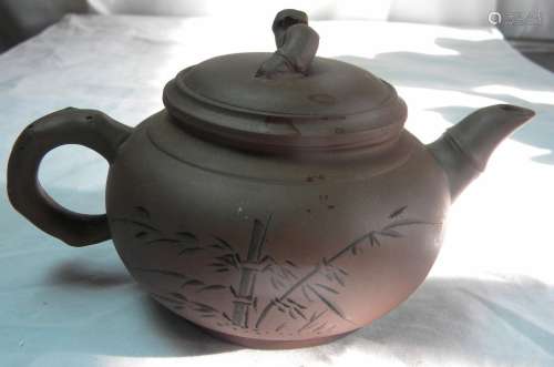 Vintage Chinese Yixing Zisha Teapot Bamboo