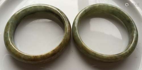 Pair of Natural Grade A Jadeite Bangle Bracelet