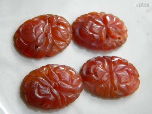 Four Antique Chinese Carved Carnelian Pendant
