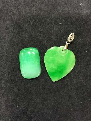 Green Jadeite Peach Pendant and Loose Jadeite Stone