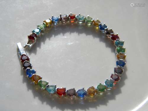 Multicolor Stone Silver Bracelet
