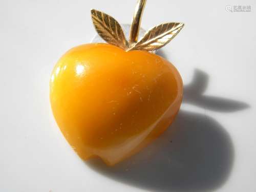 Antique Butter Scotch Apple Brooch Pin