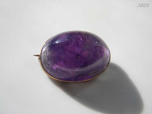 Antique 14K Gold Amethyst Brooch Pin