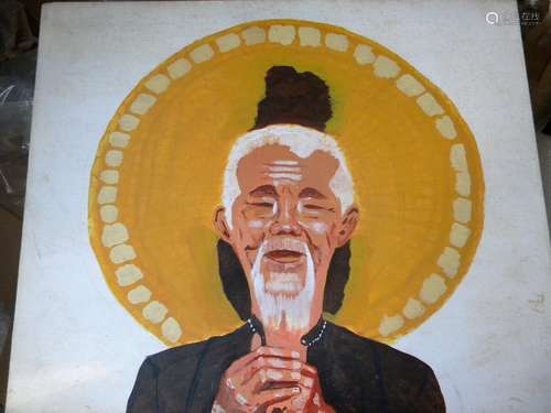 Oil Painting on Canvas of a Chinese Old Taoist