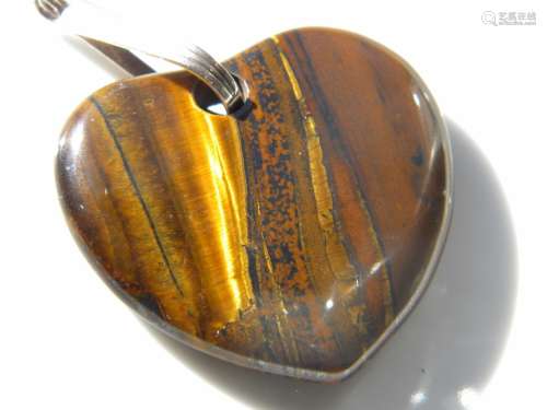 Antique Tiger's Eye Heart Shape Pendant